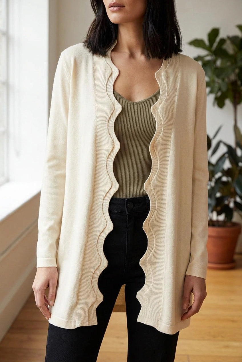 Scallop Edge Longline Cardigan