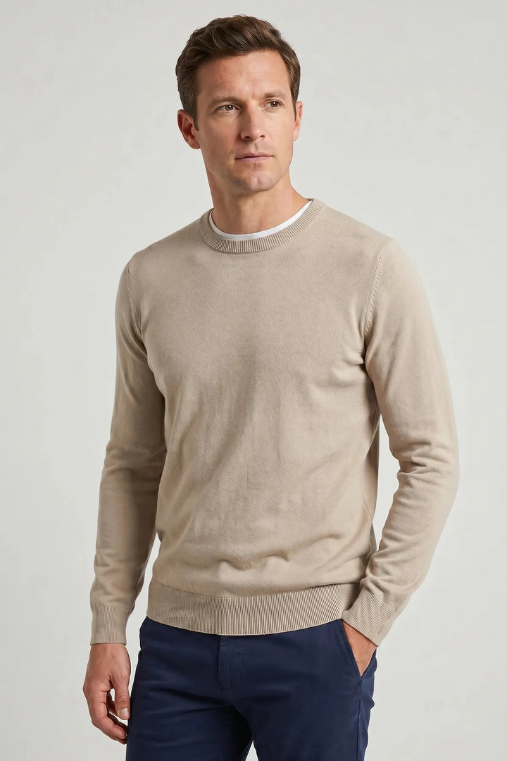Fine Knit Pure Cotton Crew Neck Jumper