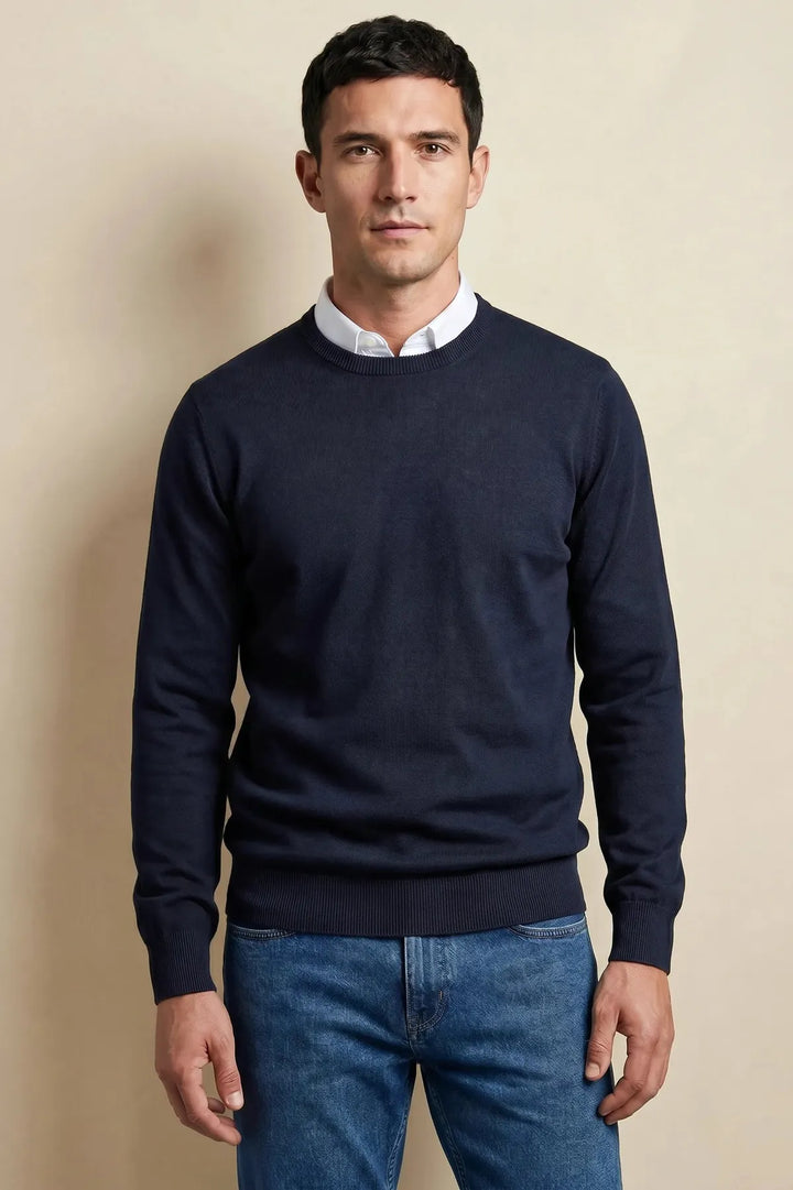 Fine Knit Pure Cotton Crew Neck Jumper