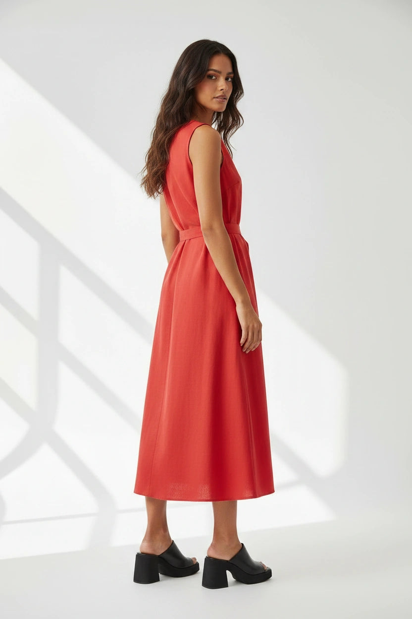 Linen Blend Classic Summer Dress