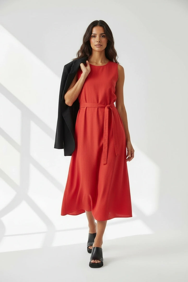Linen Blend Classic Summer Dress