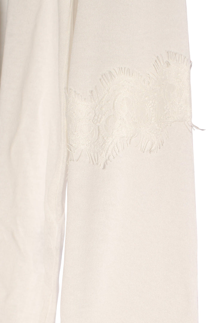 Ivory Flare Sleeve Top with Animal Print Scarf