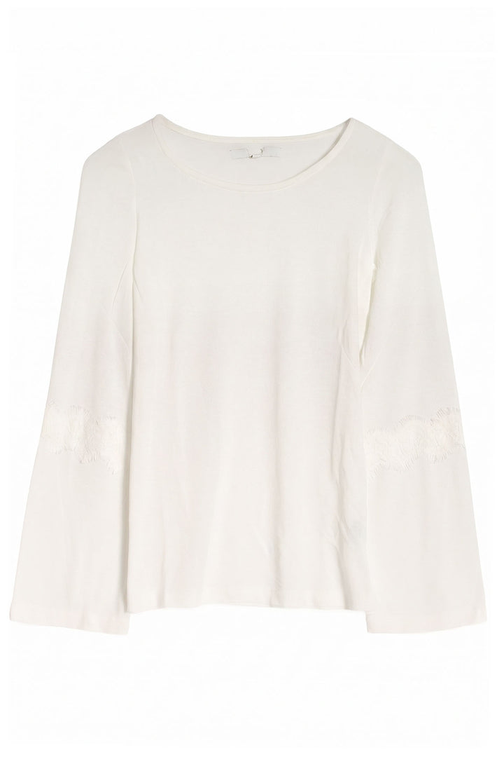 Ivory Flare Sleeve Top with Animal Print Scarf