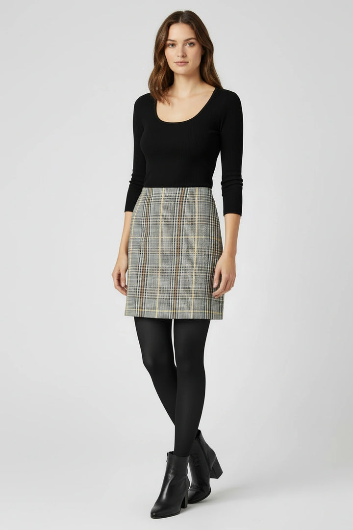 Grey Check Tailored Short Skirt
