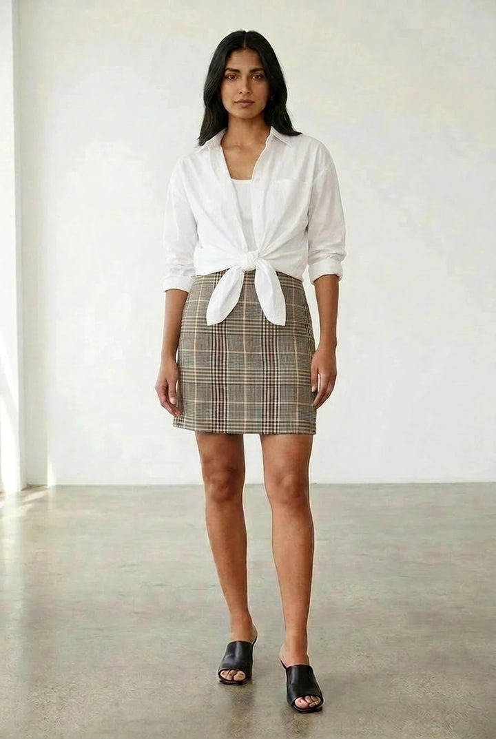Tartan Check Tailored Short Skirt
