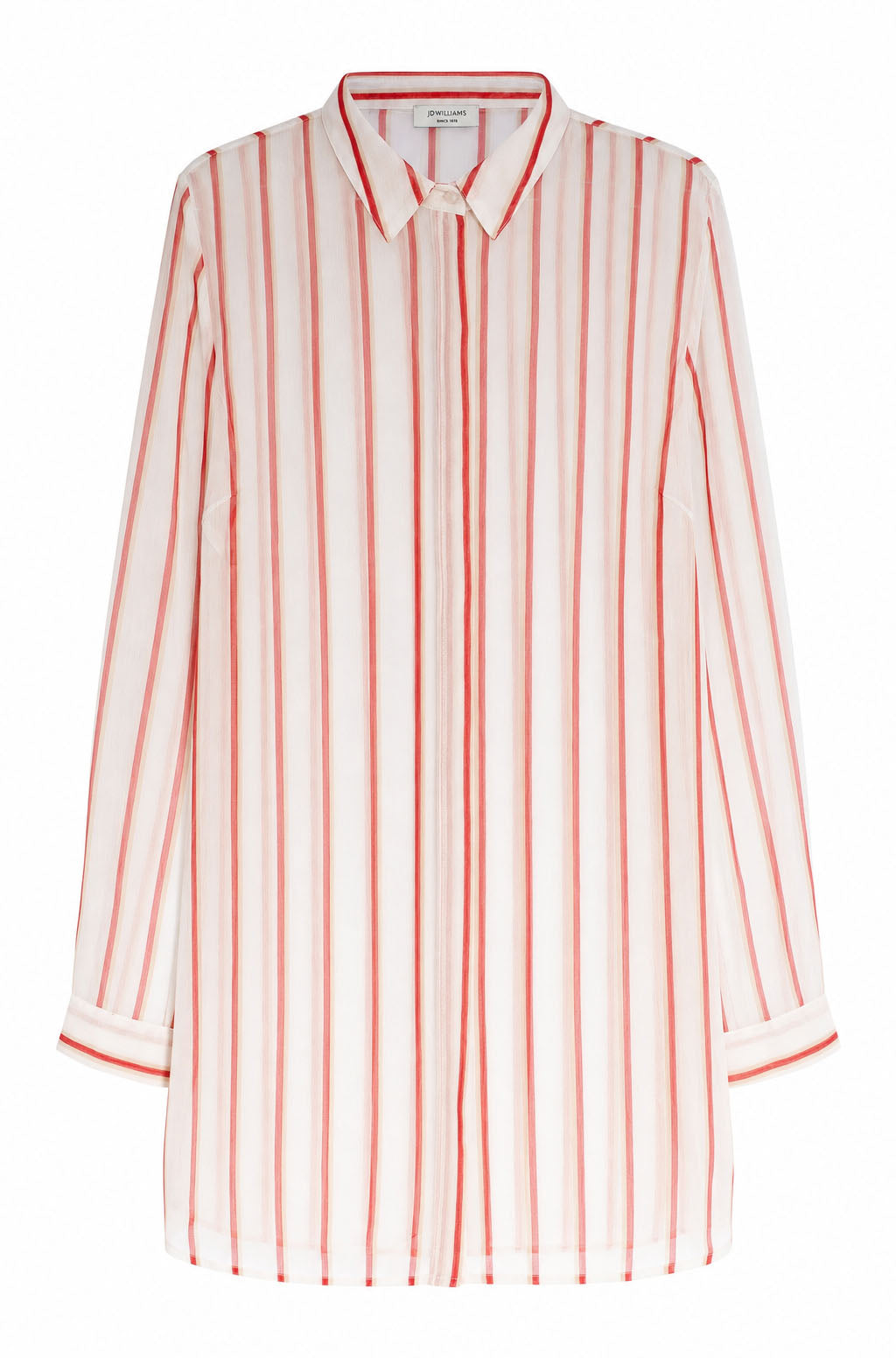 Red Stripe Chiffon Longline Shirt