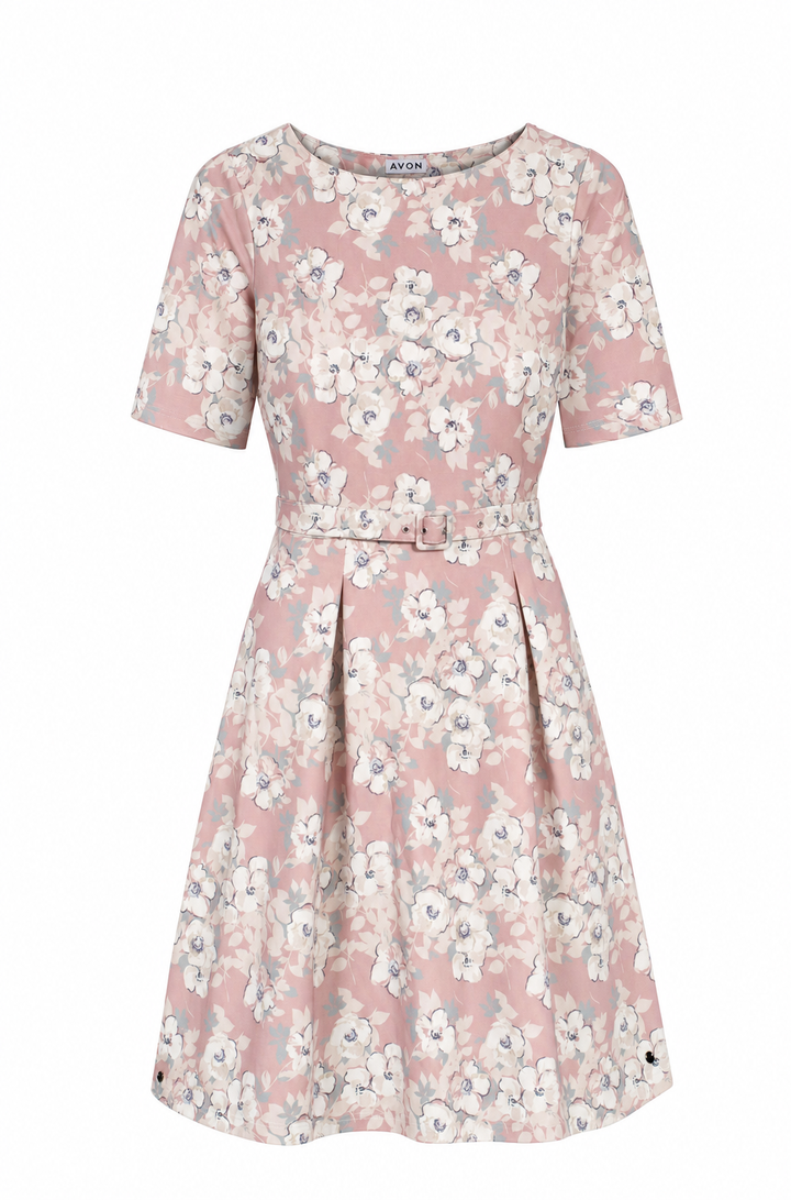 Pink Floral Fit &amp; Flare Dress