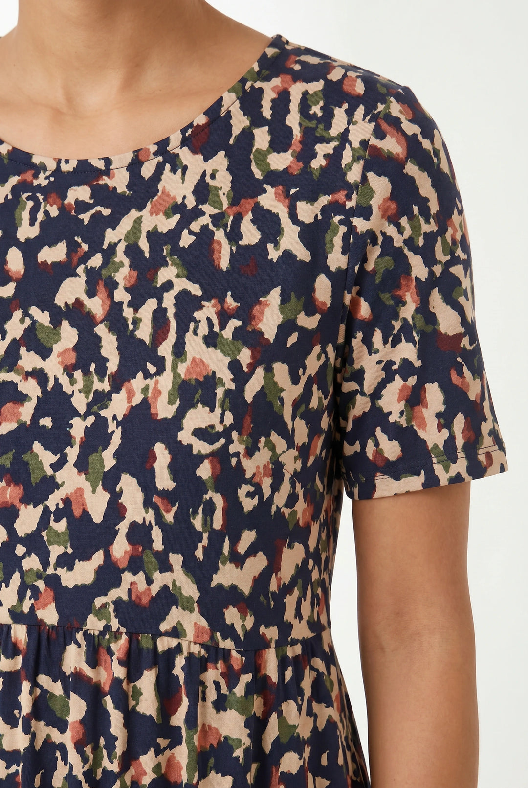 Navy Abstract Print Dress