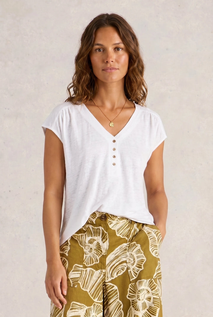 White Nina Linen T-Shirt