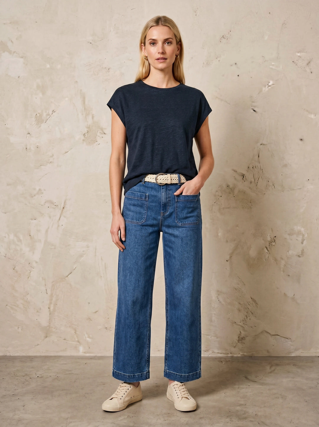 Navy Rowan Linen T-shirt