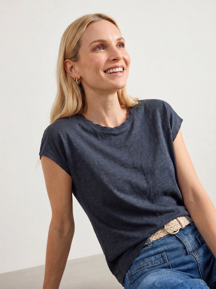 Navy Rowan Linen T-shirt