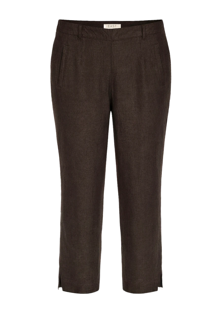 Black Pure Linen Cropped Trousers