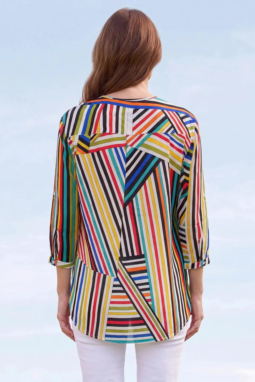 Multicolour Stripe Longline Blouse
