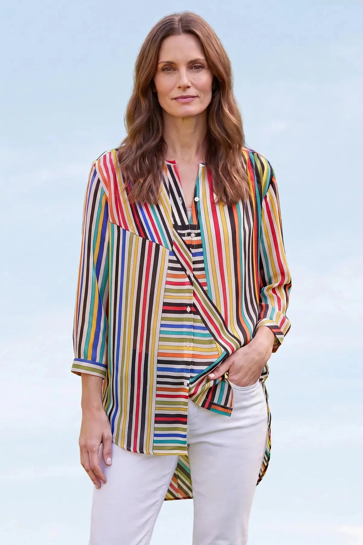 Multicolour Stripe Longline Blouse