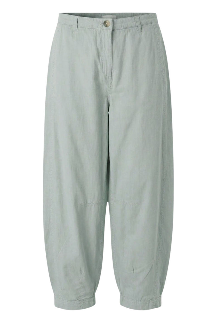 Linen Blend Barrel Leg Trousers