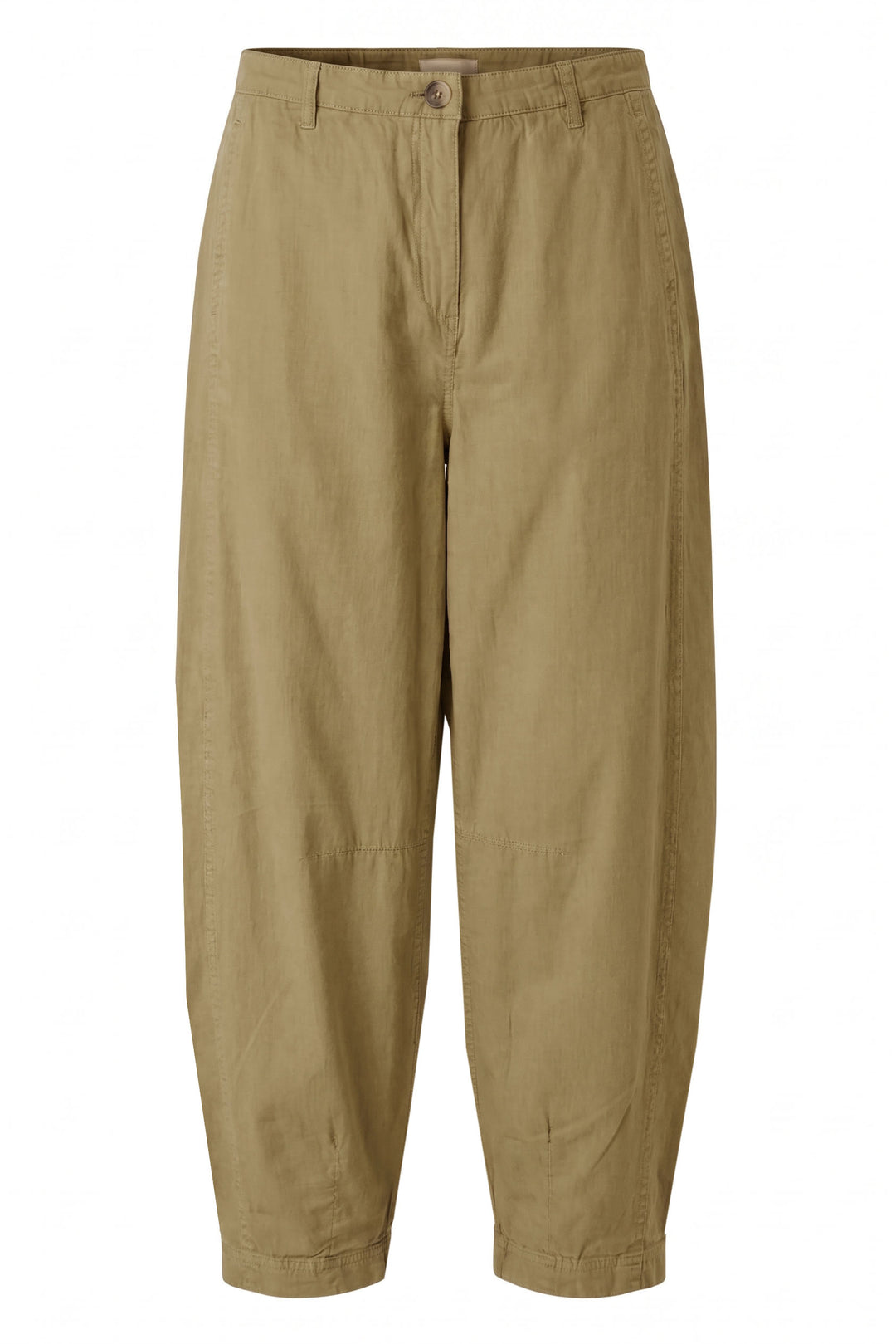 Linen Blend Barrel Leg Trousers