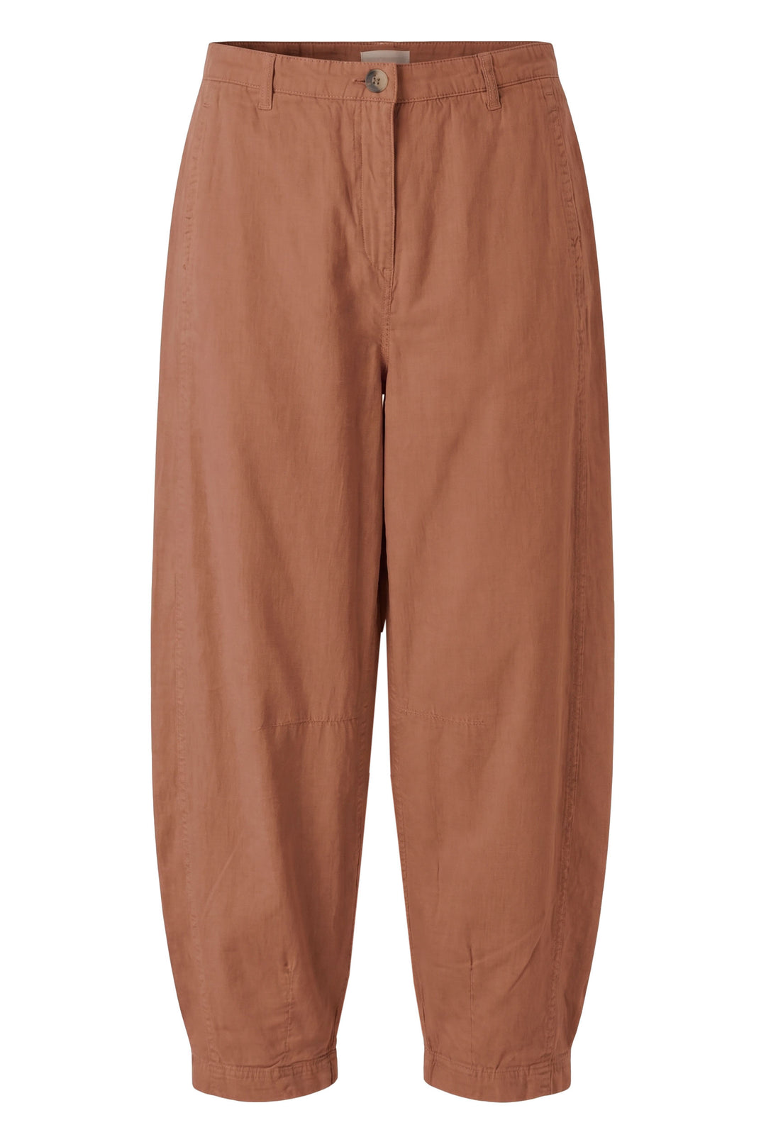 Linen Blend Barrel Leg Trousers