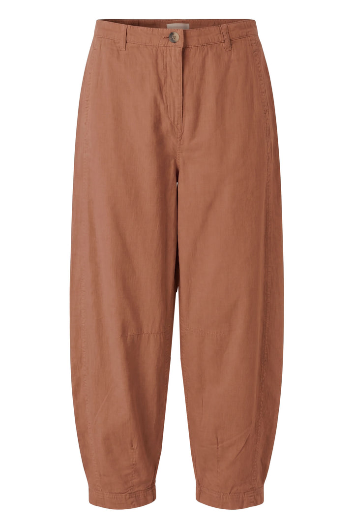 Linen Blend Barrel Leg Trousers