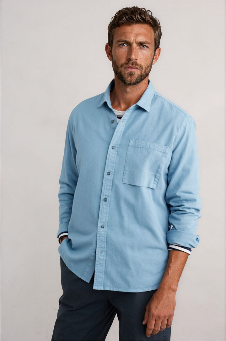 Pale Blue Cotton Twill Jackdaw Shirt