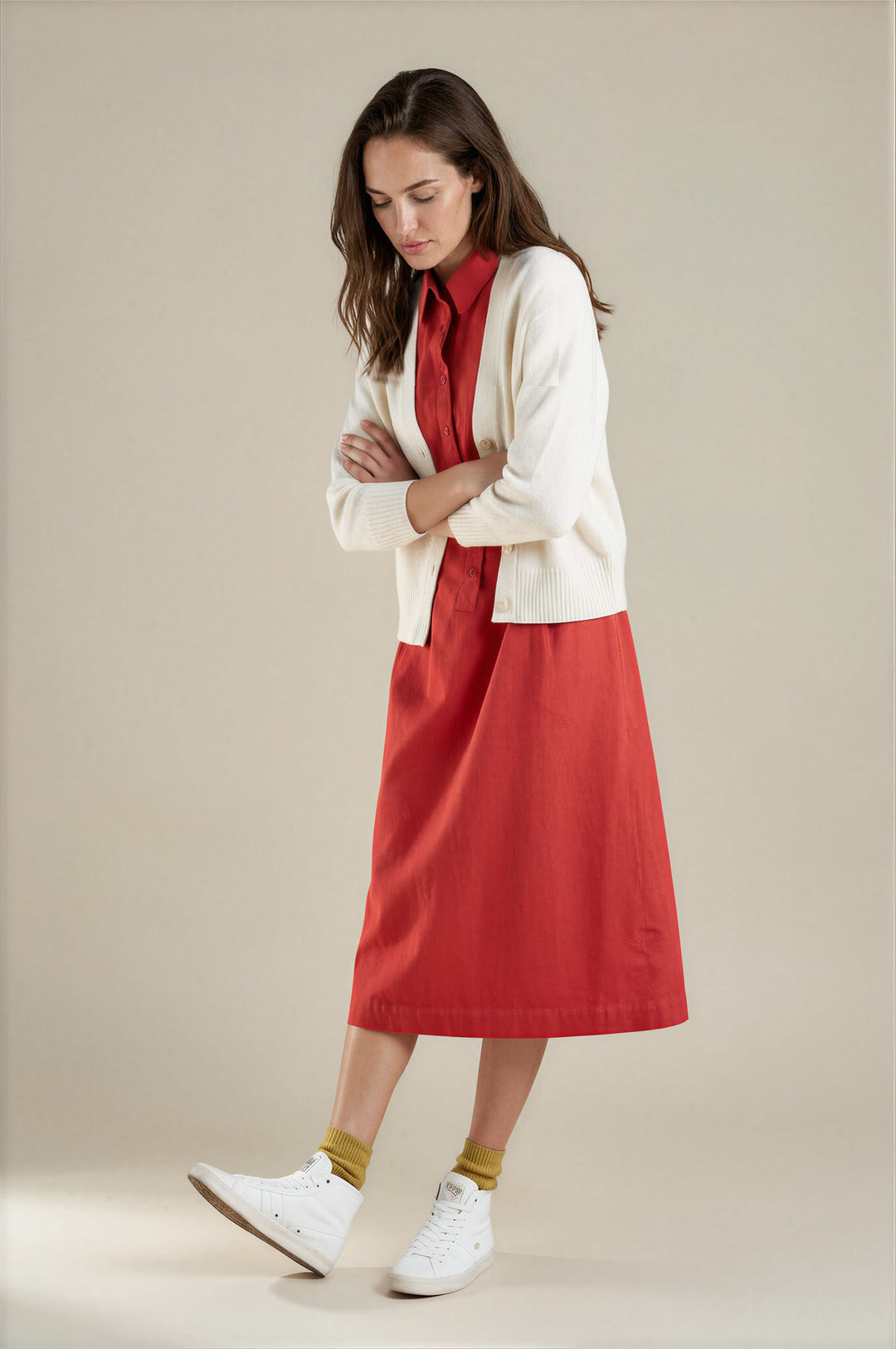 Cotton Midi Shirt Dress