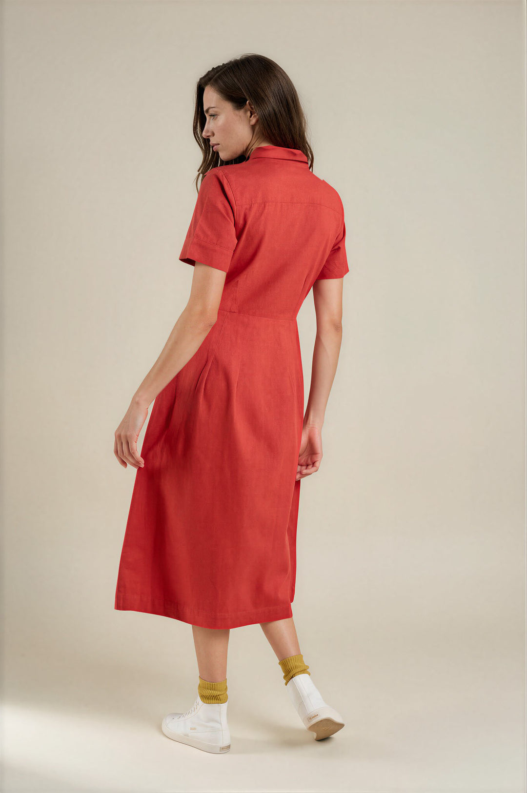 Cotton Midi Shirt Dress