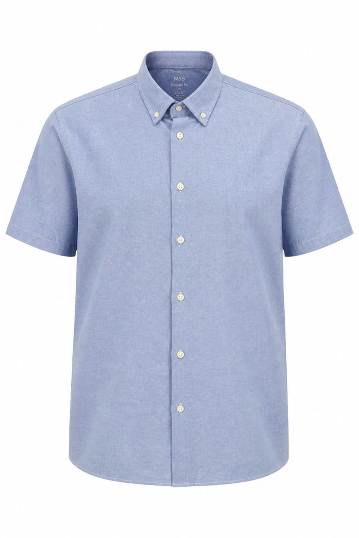 Light Blue Cotton Short Sleeve Shirt
