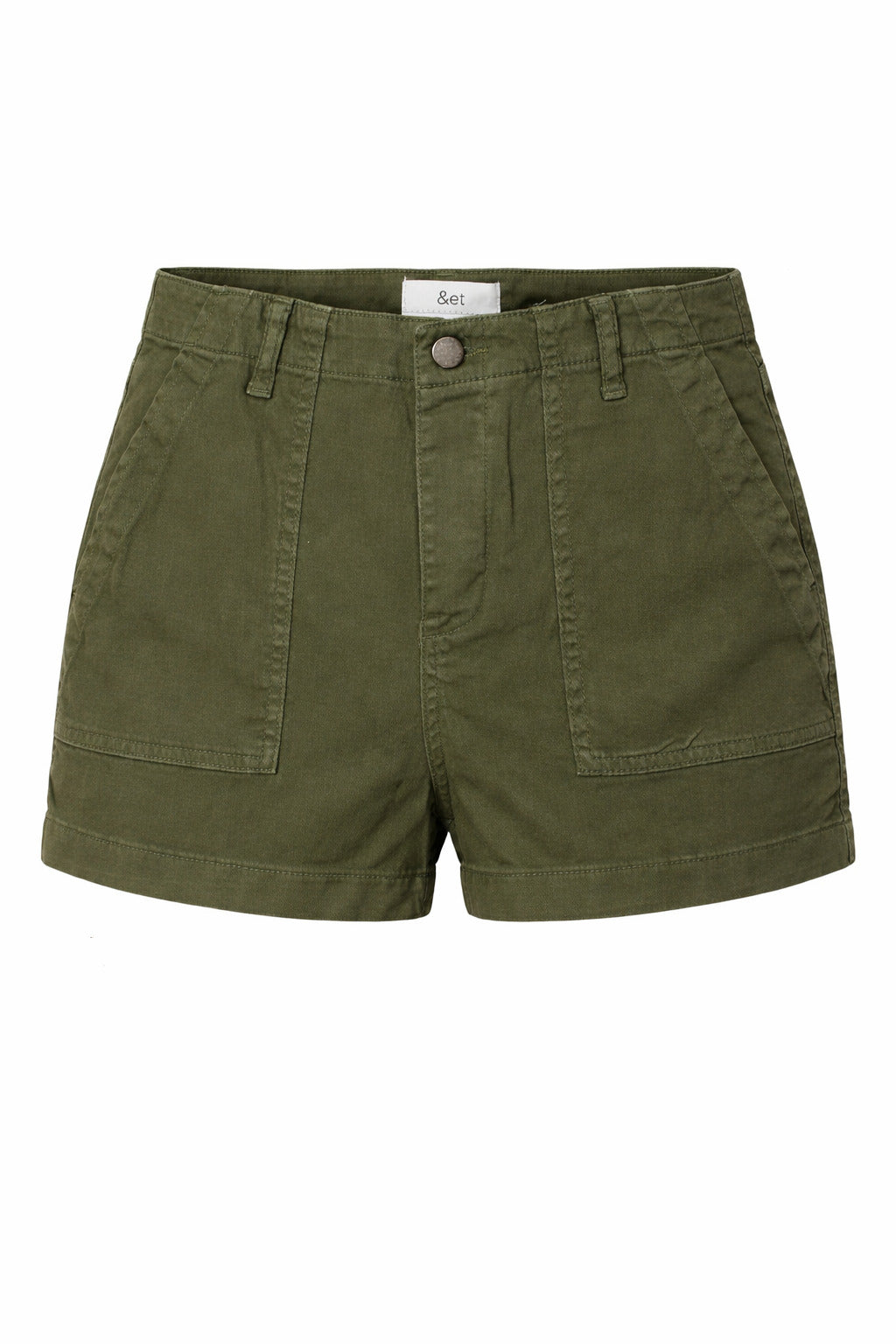 Khaki Denim Utility Shorts