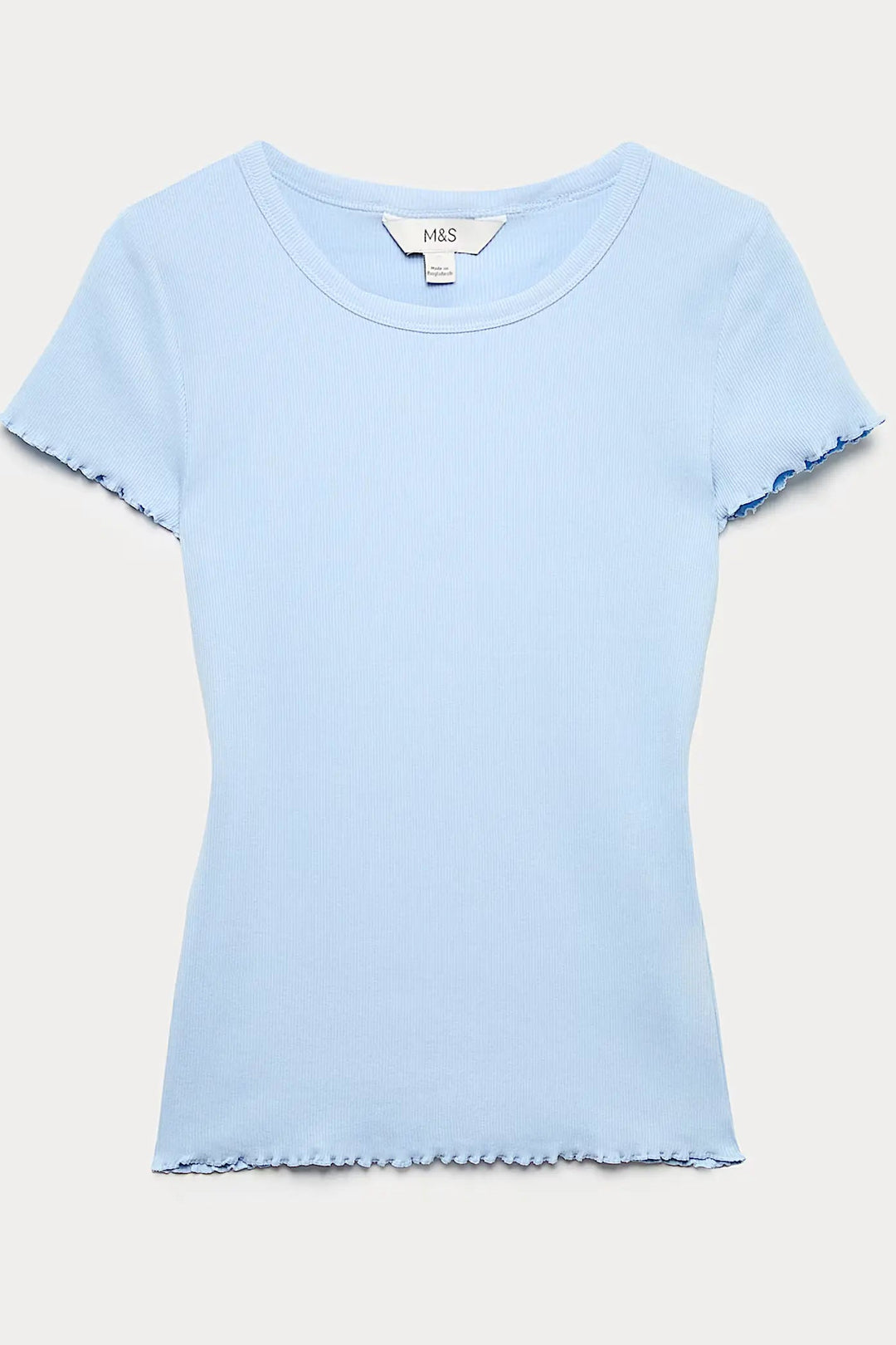 Cotton Ribbed Lettuce Edge T-Shirt