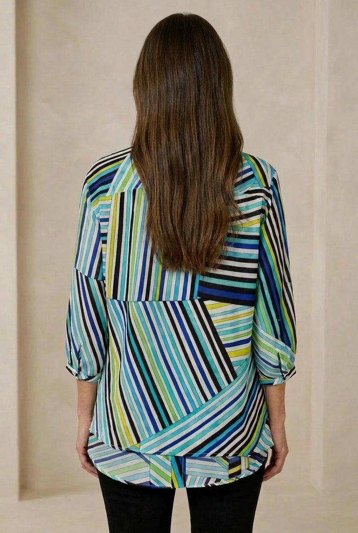 Multicolour Stripe Longline Blouse