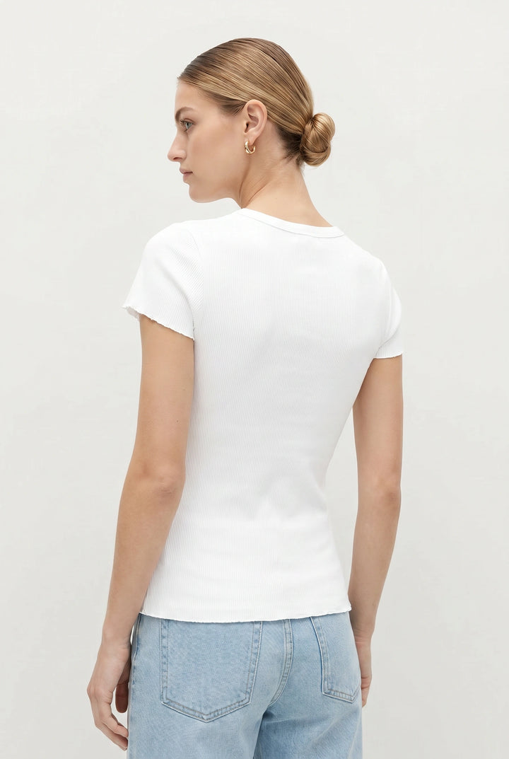 Cotton Ribbed Lettuce Edge T-Shirt