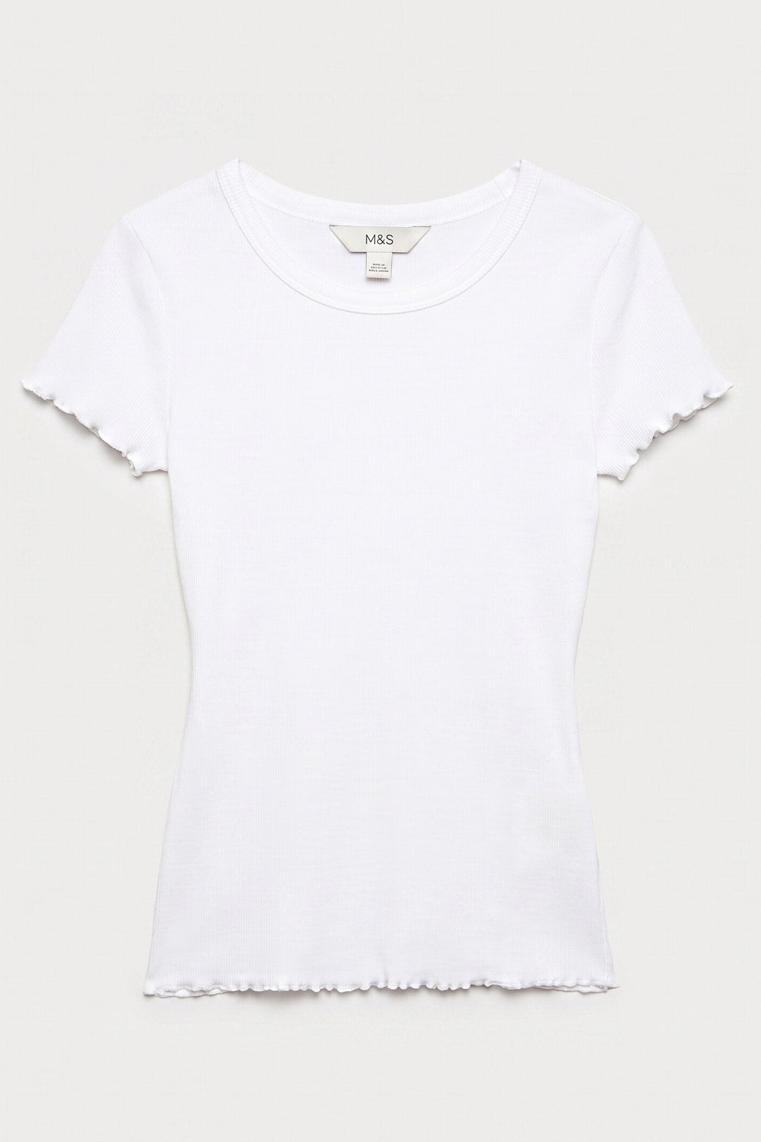 Cotton Ribbed Lettuce Edge T-Shirt