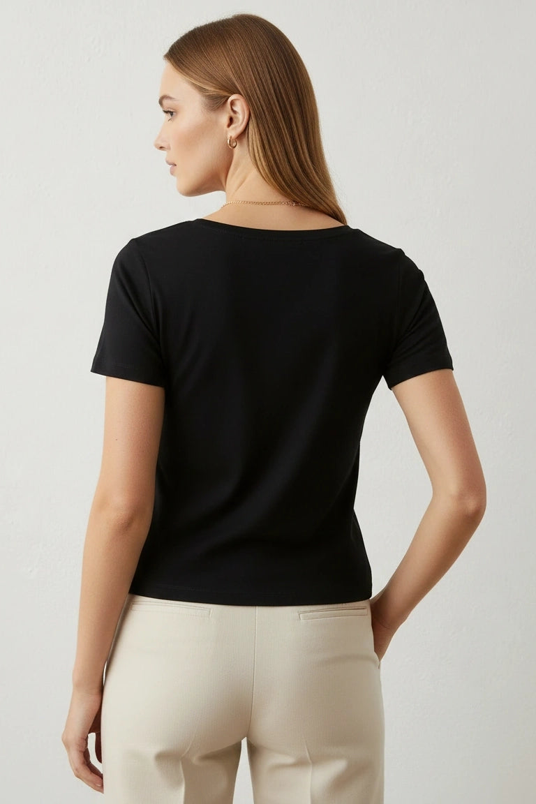 Scoop Neck Cotton T-Shirt