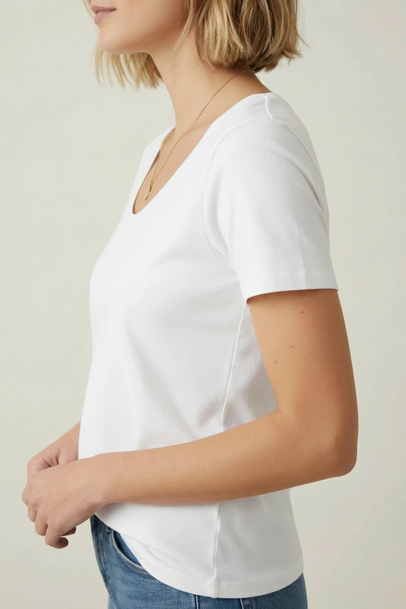 Scoop Neck Cotton T-Shirt
