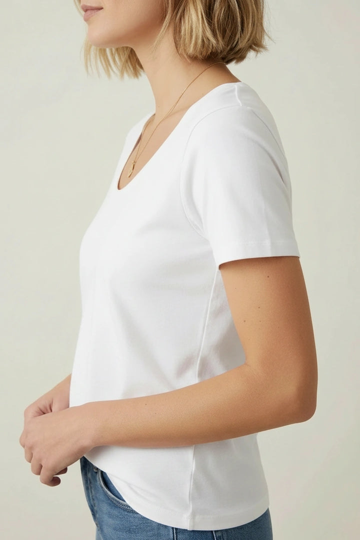 Scoop Neck Cotton T-Shirt