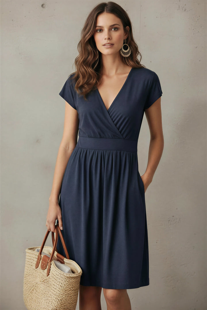 Navy Short Sleeved Dress