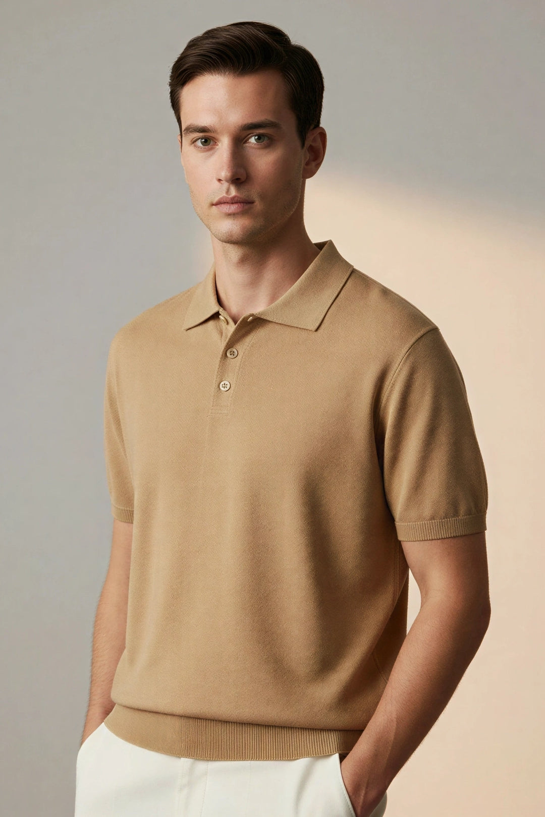 Short Sleeve Knitted Polo Top