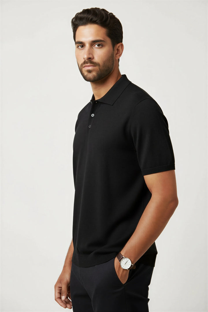 Short Sleeve Knitted Polo Top