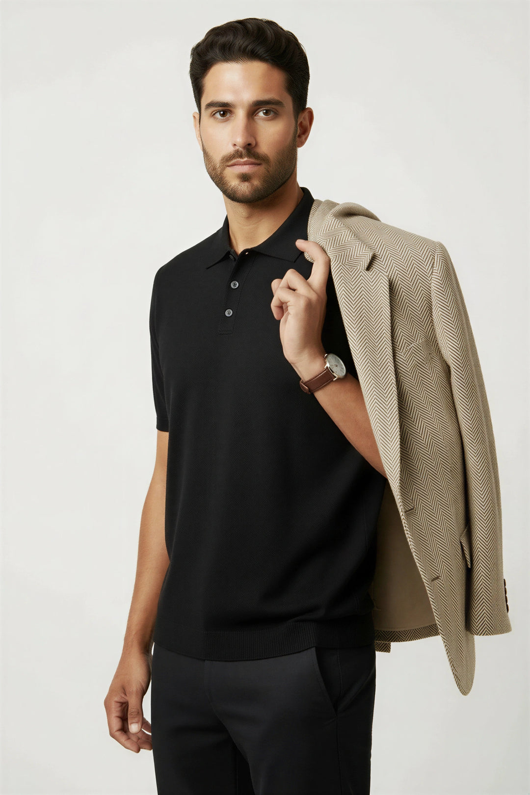 Short Sleeve Knitted Polo Top