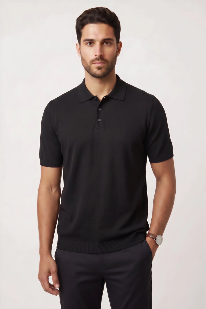 Short Sleeve Knitted Polo Top