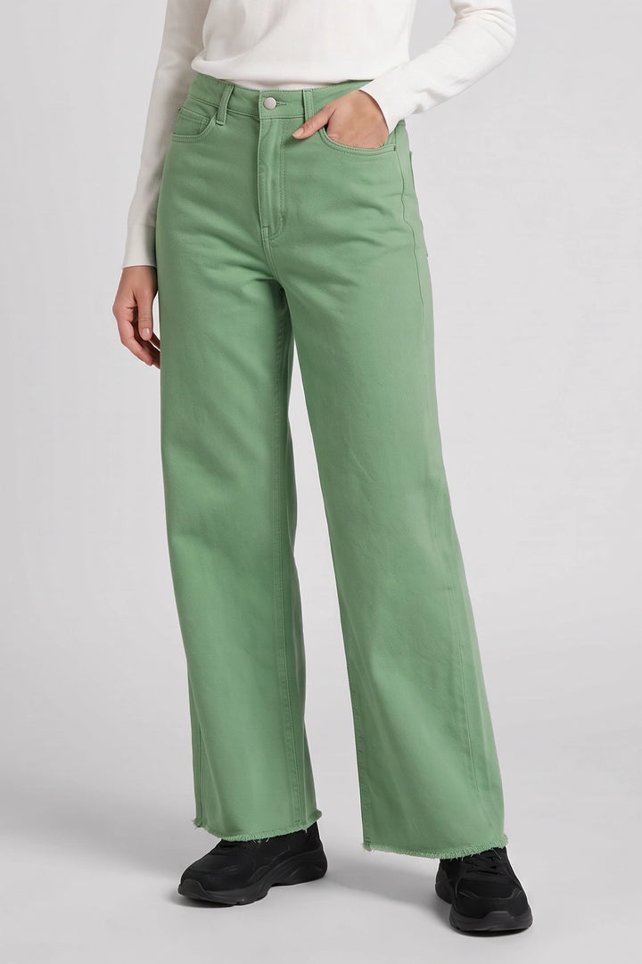 Raw Hem Wide Leg Jeans