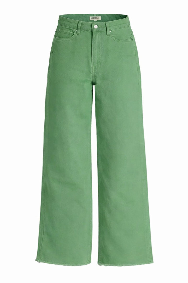 Raw Hem Wide Leg Jeans