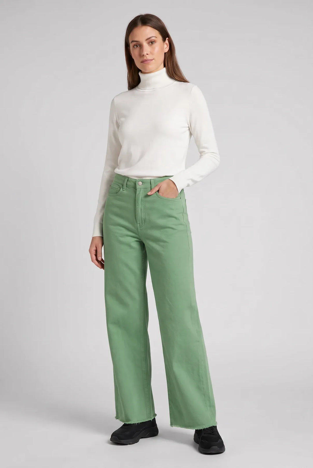 Raw Hem Wide Leg Jeans