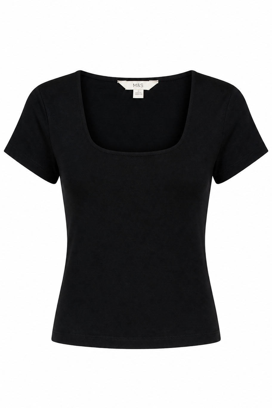 Black Scoop Neck Short Sleeve Top