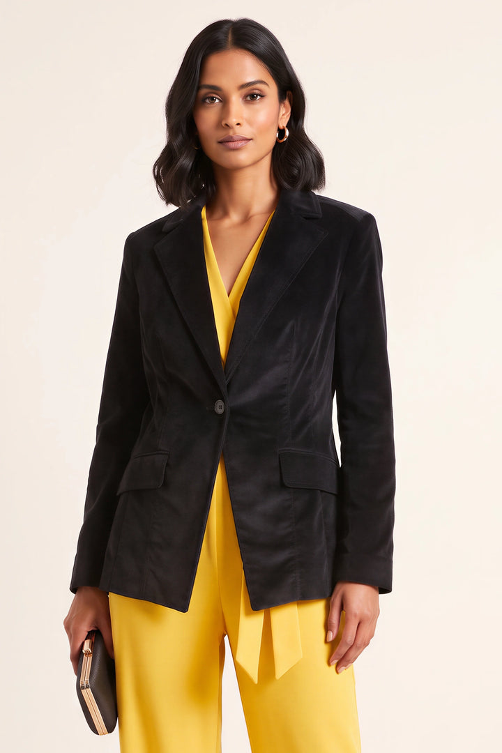 Black Fine Needlecord Velvet Blazer