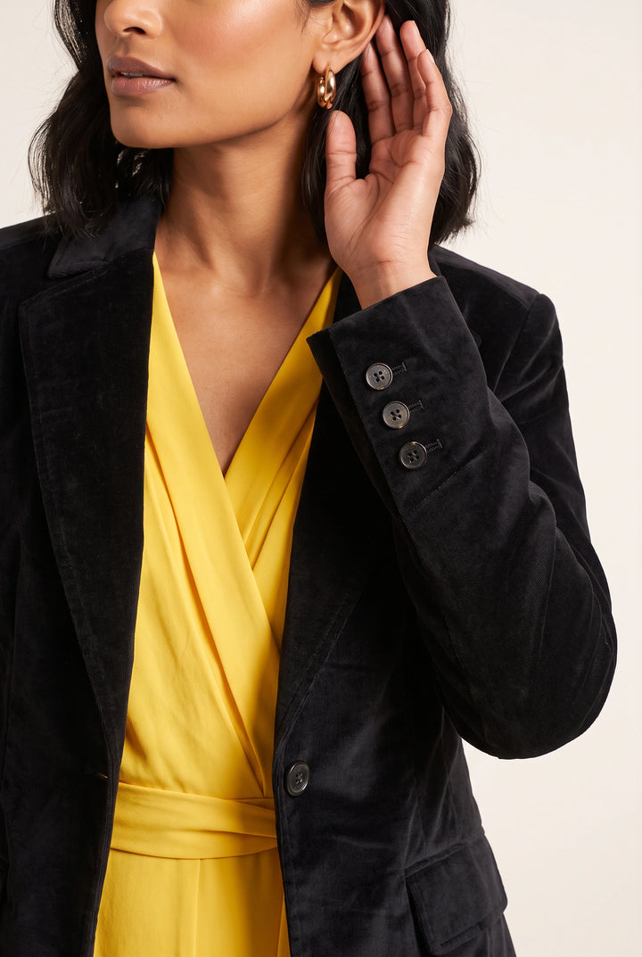 Black Fine Needlecord Velvet Blazer