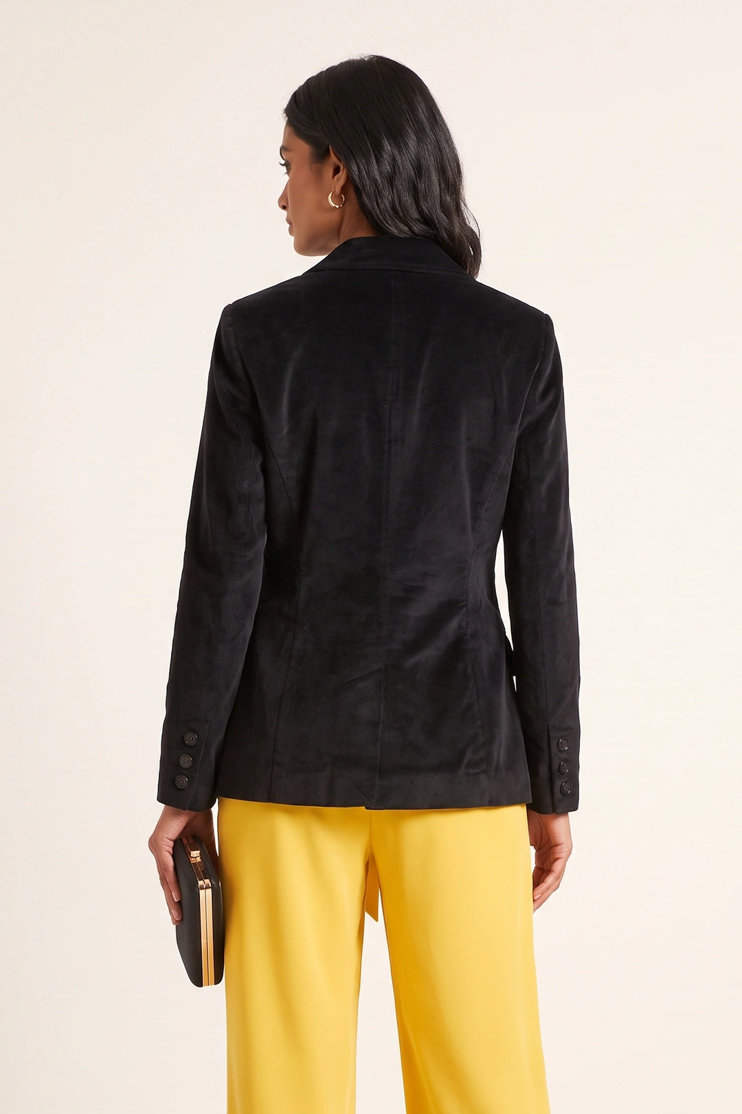 Black Fine Needlecord Velvet Blazer