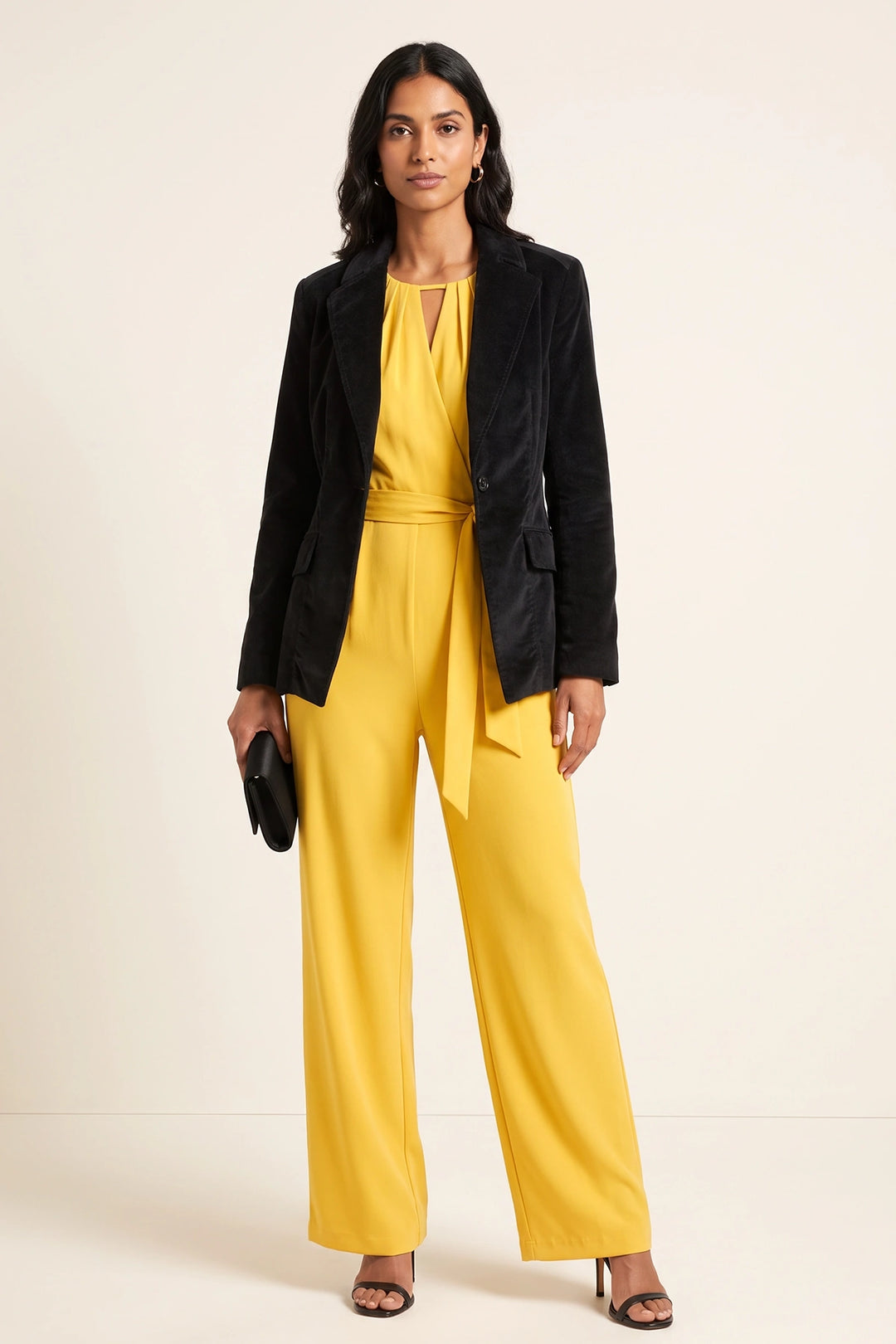 Black Fine Needlecord Velvet Blazer