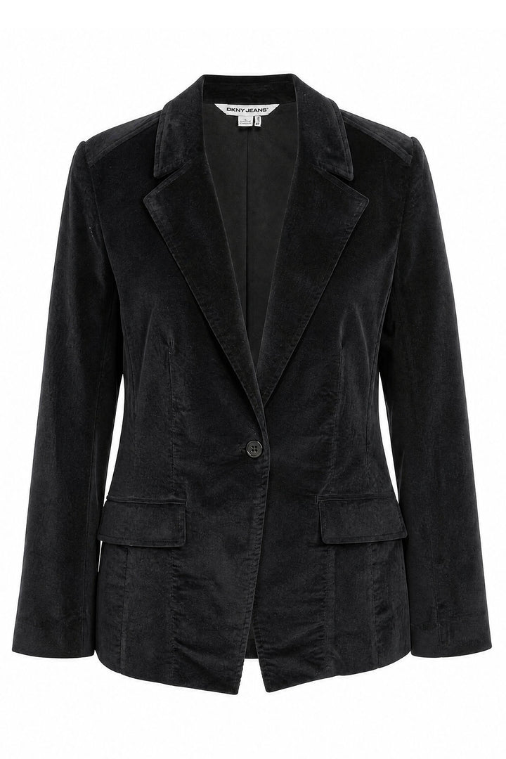 Black Fine Needlecord Velvet Blazer
