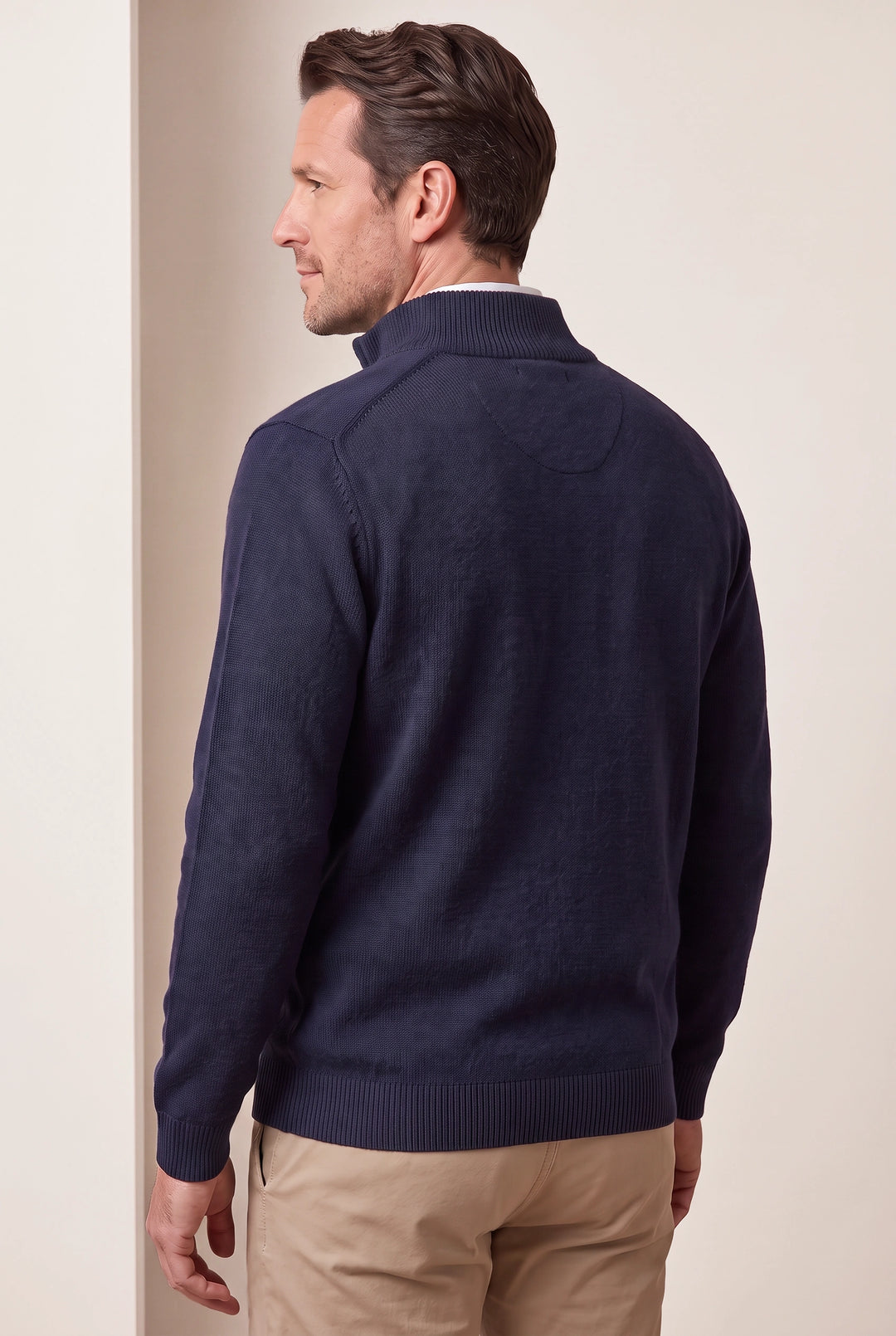 Mens Cotton Zip Neck Jumper
