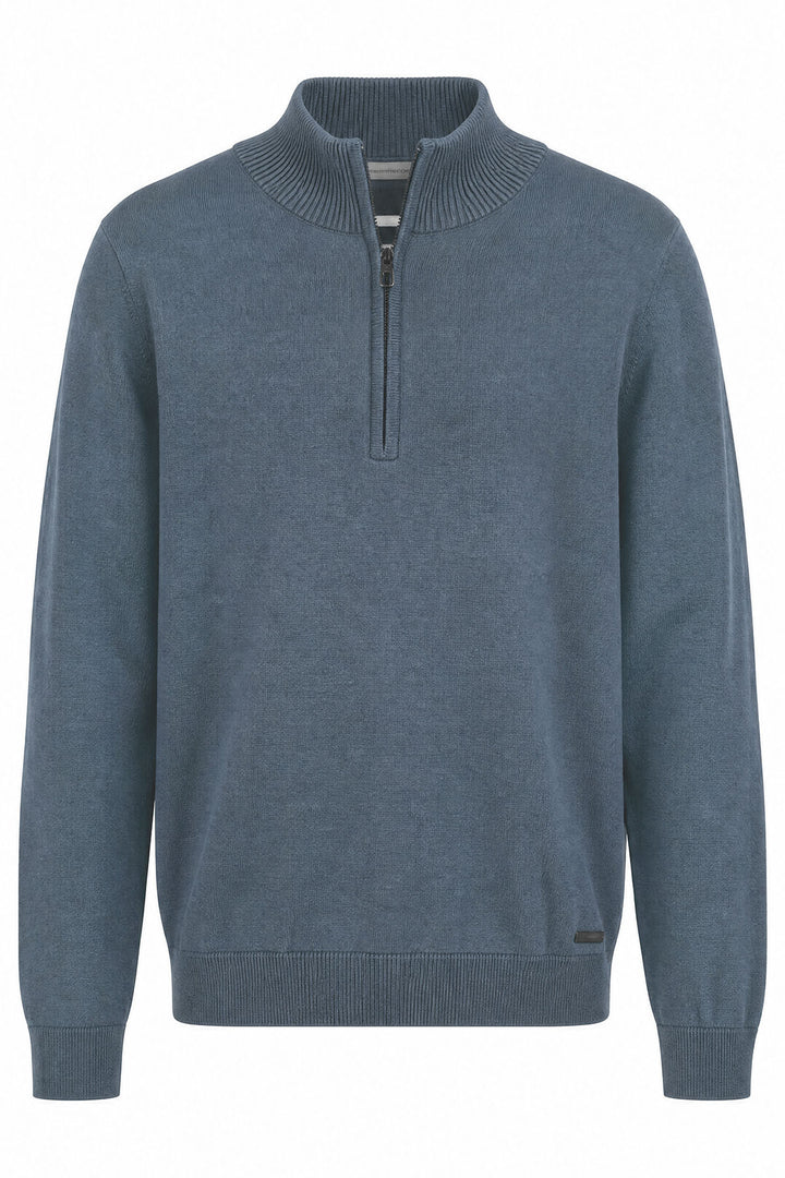 Mens Cotton Zip Neck Jumper